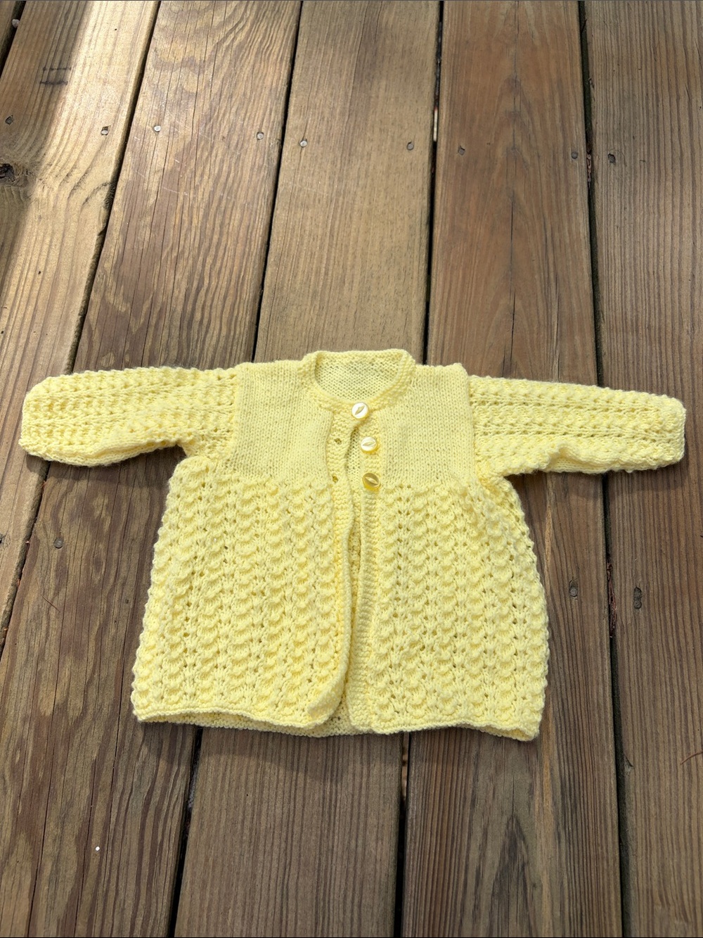 Hand-Knit Baby Cardigan in Soft Yellow